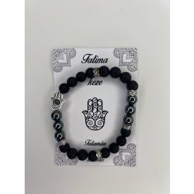 Fatima Keze Karkötő Onix-Hematit-Lávakő