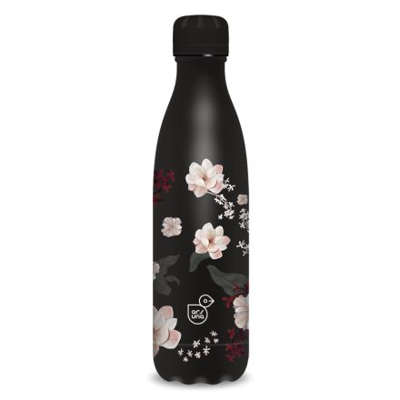 ARS UNA Duplafalú Fémkulacs Flowery Black 500 ml Díszdobozzal