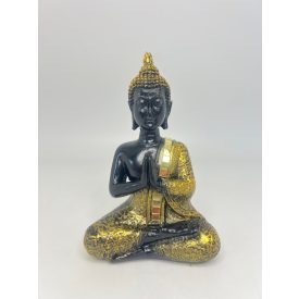Buddha Szobor Meditáló Fekete-Arany