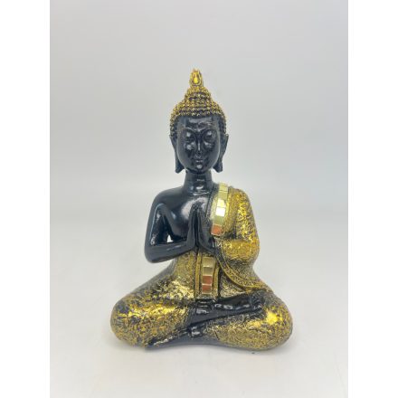 Buddha Szobor Meditáló Fekete-Arany