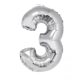 Fólia Lufi Óriás Szám "3" Ezüst