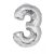 Fólia Lufi Óriás Szám "3" Ezüst