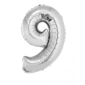 Fólia Lufi Óriás Szám "9" Ezüst